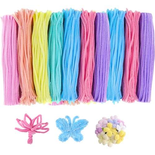 200 Stück pfeifenreiniger zum basteln, pipe cleaners, pfeifenputzer zum basteln blumen DIY Twist Stick Biegeplüsch Bunt zum Basteln für Dekorieren von ClcIosis