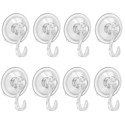 ClcIosis 8 Stück Saugnapf Haken Set, Saugnäpfe mit Haken, Saugnapfhaken Bad Extra Stark, Langlebig Saugnapf Handtuchhalter Geeignet für die Nutzung in der Küche im Bad und am Fenster von ClcIosis