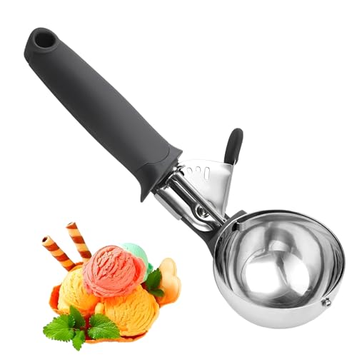 Eislöffel Portionierer Schwarz, Eisportionierer Edelstahl 21.5 X6cm, Eiskugelportionierer Eiswaffeln Eismaschine Für Eiscreme Kugeln Desserts Alltag Und Party, Geeignet Für Diy Küche Und Profis von ClcIosis