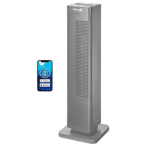 Clean Air Optima CA-904 - Design Heizlüfter - Heizen und kühlender Brise - Heizung: 1000/2000 Watt - Digitaler Thermostat 15-35°C - Oszillation 80º - Geeignet für Räume bis 40m²/100 m³ (Grey) von Clean Air Optima