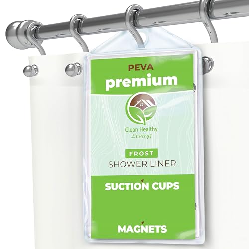 Premium PEVA Duschvorhang mit Magneten und Saugnäpfen, 178 x 183 cm lang von Clean Healthy Living