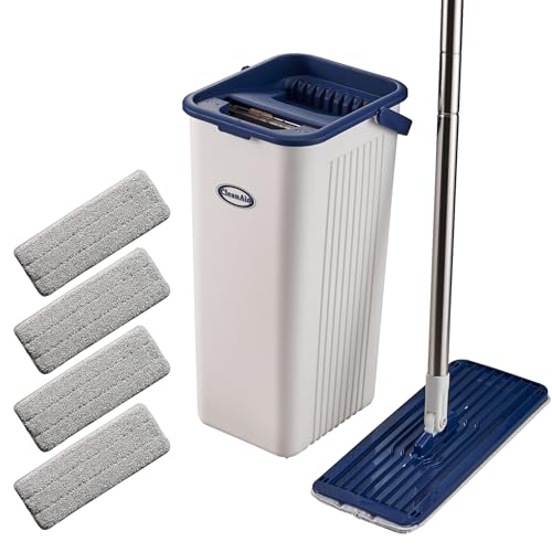 CleanAid Formosa 2 Bodenwischer Wischmopp Set mit Eimer- 360° Flachwischer, Extra Langer 155 cm Edelstahl Stiel, 4 Mikrofaser Wischbezüge, Eimer mit Auswringer-Set - Nass- & Trockenmopp für Haushalt CleanAid Formosa 2 Bodenwischer Wischmopp Set mit Eimer- 360° Flachwischer, Extra Langer 155 cm Edelstahl Stiel, 4 Mikrofaser Wischbezüge, Eimer mit Auswringer-Set - Nass- & Trockenmopp für Haushalt von CleanAid