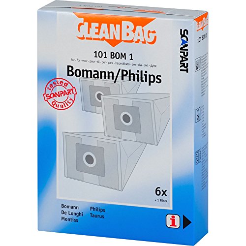 CleanBag 101 BOM 1 Staubbeutel, wie Original: B 23, B 24, B 26, Inhalt: 6 Staubsaugerbeutel + 1 Motorfilter, weiß von Cleanbag