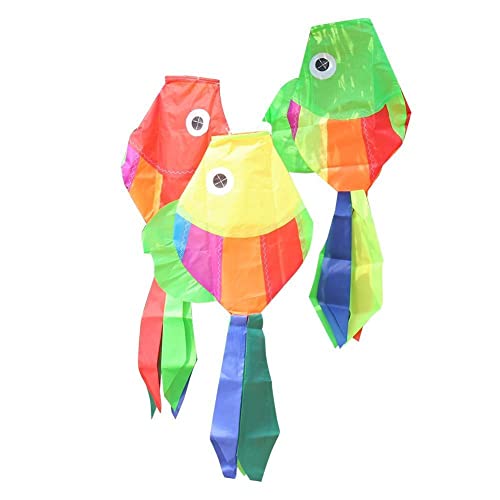 3 Stück Bunter Regenbogen - Fische Windspiel 75 cm x 35 cm, Nylon, hängend Windsack Windspiel Deko Garten Fisch Karpfen Lampion von CleanPrince