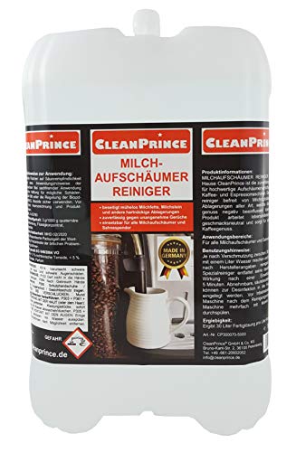 5 Liter Milchaufschäumer Reiniger | Kaffeeautomat Sahnespender Sahnebereiter Milchfett Milchstein Aufschäumer Kaffeemaschine Kaffeebar Reinigungsmittel cleaner macchina Milchschaumreiniger Kaffeevollautomaten Milchdüsen Heißwasserdüse von CleanPrince