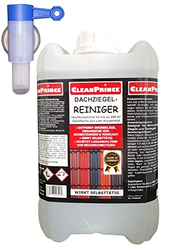 5 Liter Dachziegelreiniger | mit 1 x gratis Ausgießer pro Bestellung | Grünspan Dach Vogelkot Ziegel Dachziegel Reiniger Dachziegel-Reiniger Ziegeln Reinigung von CleanPrince