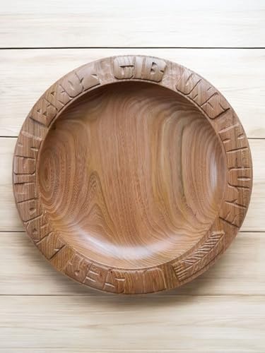 CleanPrince Brotschale aus Holz ca. 28-29 cm Brotteller handgeschnitzt, UNSER TÄGLICH BROT GIB UNS HEUTE Holzteller Holzschale von CleanPrince