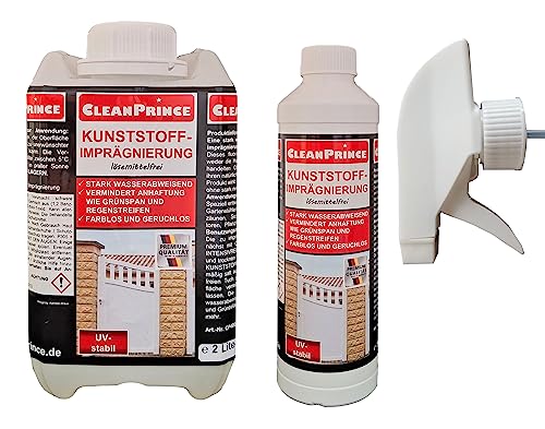 CleanPrince 2,5 Liter Kunststoff-Imprägnierung Spray Kunststoffimprägnierung farblos geruchlos wasserabweisend lösemittelfrei von CleanPrince