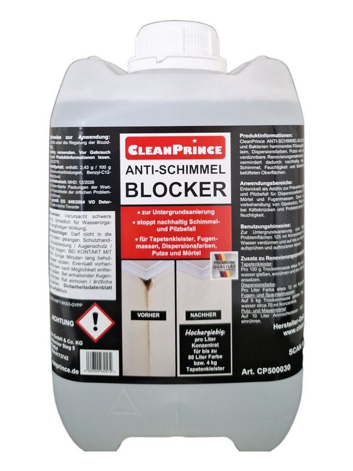 CleanPrince Anti-Schimmel-Blocker Schimmelentferner (pilz- und bakterienhemmendes Flüssigadditiv) von CleanPrince