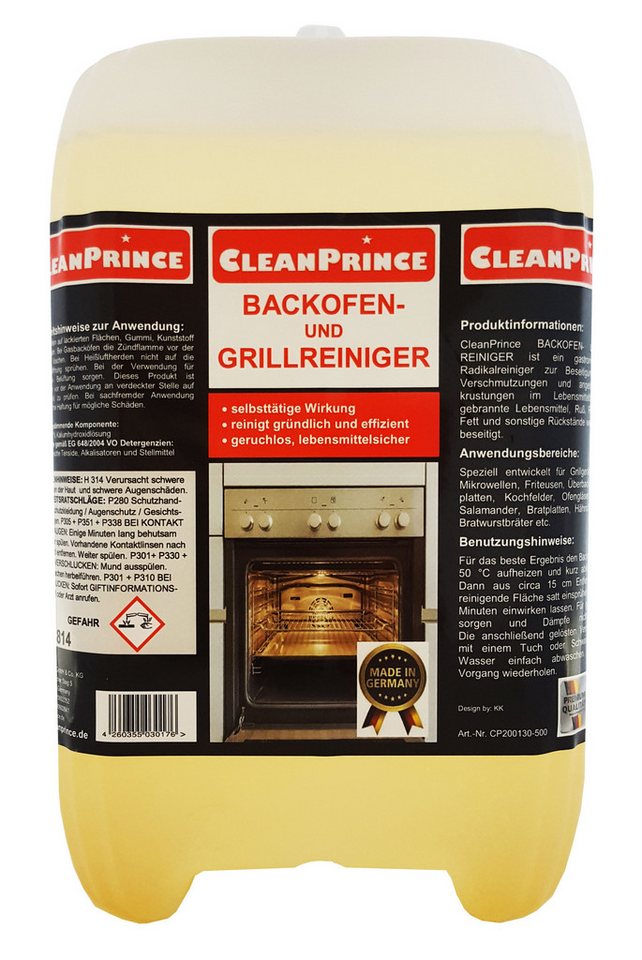 CleanPrince Backofen- und Grill - Reiniger, Backofenreiniger Grillreiniger Backofenreiniger (Beseitigung massivster Verkrustungen) von CleanPrince