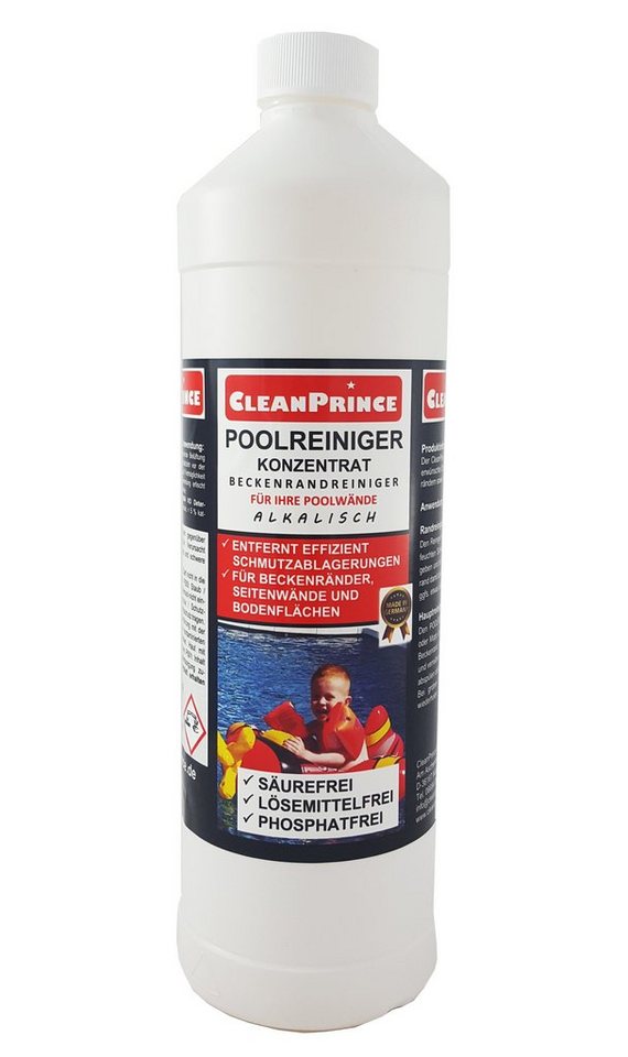 CleanPrince Beckenrand-Reiniger für Poolwände und Pool-Bodenflächen CP400810 Reinigungskonzentrat (alkalisch, säurefrei, ohne Lösemittel) von CleanPrince