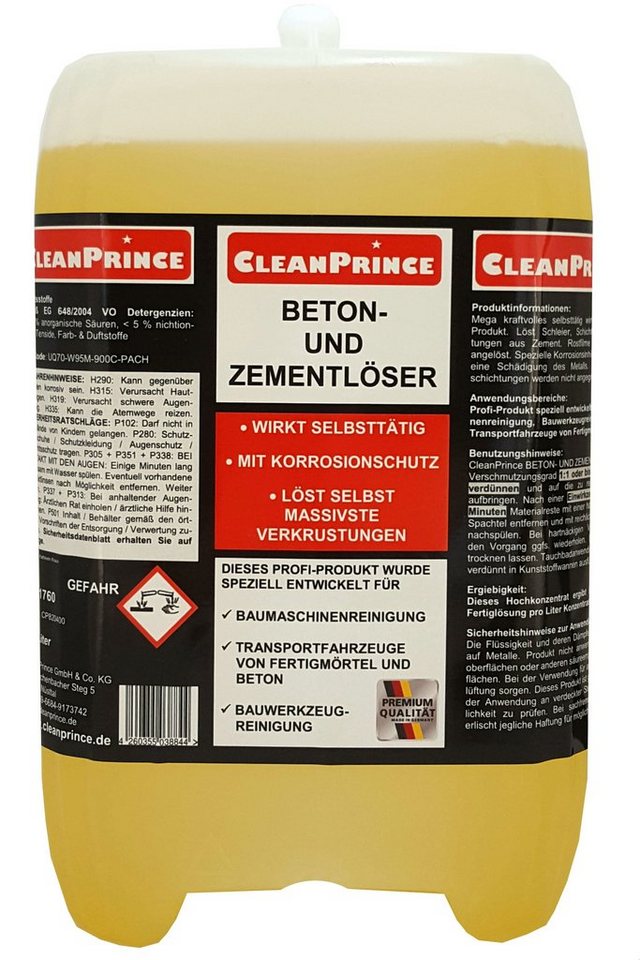 CleanPrince Betonlöser + Zementlöser Konzentrat säurehaltig Reinigungskonzentrat (säurehaltiges Konzentrat) von CleanPrince