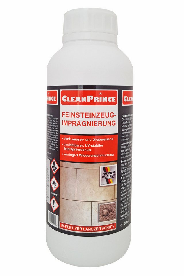 CleanPrince CP400340 Feinsteinzeug-Imprägnierung für Feinsteinzeug-Fliesen Naturstein-Imprägnierung, farblose Imprägnierung CleanPrince CP400340 Feinsteinzeug-Imprägnierung für Feinsteinzeug-Fliesen Naturstein-Imprägnierung, farblose Imprägnierung von CleanPrince