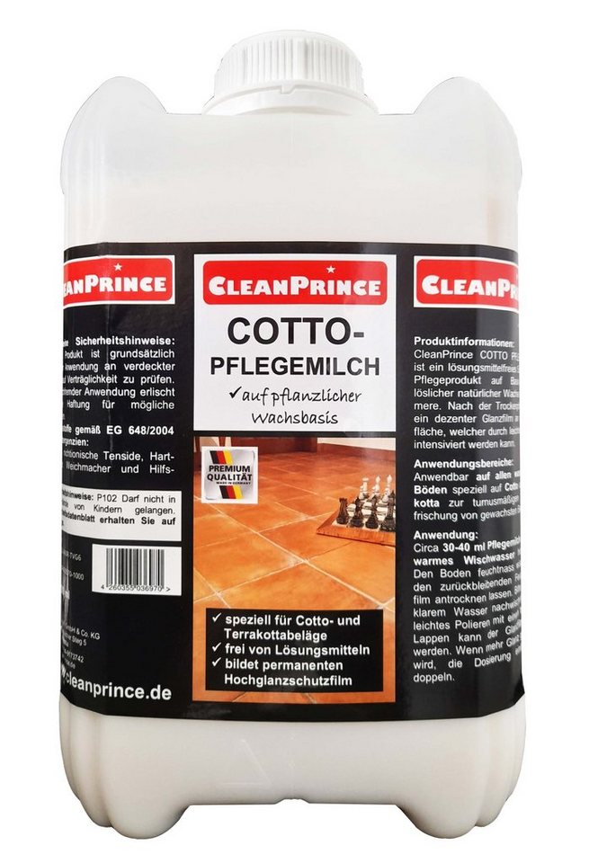 CleanPrince Cotto Pflegemilch, Wachsbasis Terrakotta Reiniger Reinigungskonzentrat (lösungsmittelfreies Schutz- und Pflegeprodukt) von CleanPrince