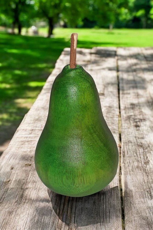 CleanPrince Dekofigur Holzbirne grüne Birne mit Stiel gedrechselt (1 St) von CleanPrince