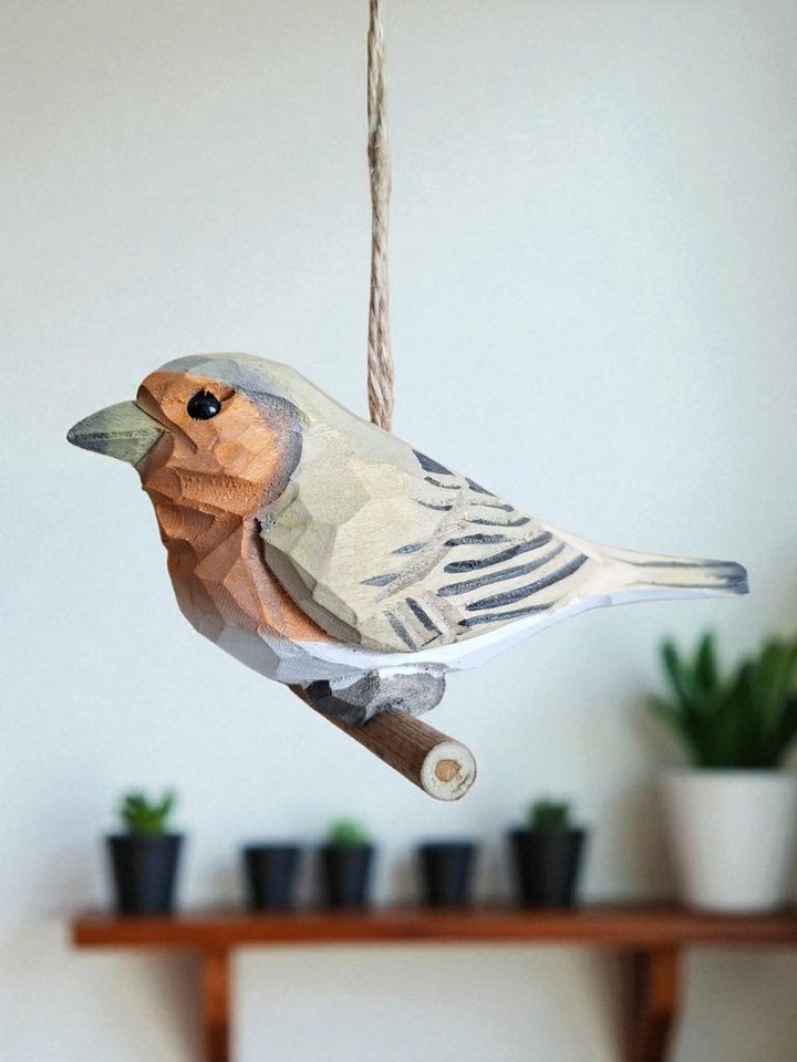 CleanPrince Dekofigur Holzvogel hängend, verschiedene Vogelarten, handgeschnitzt von CleanPrince
