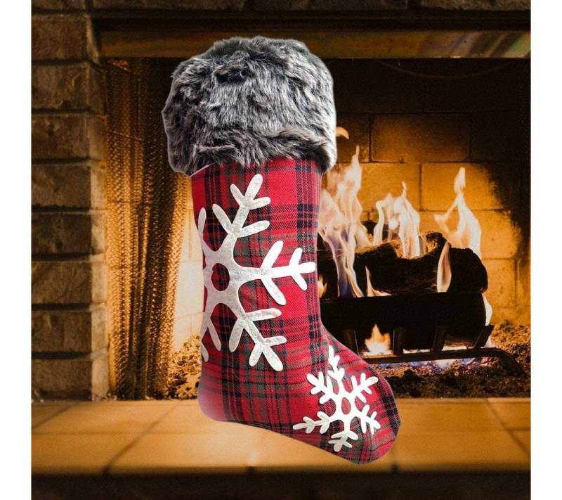 CleanPrince Dekohänger Kaminstrumpf Weihnachtsstrumpf Weihnachtssocke XL kariert rot (1 St) von CleanPrince