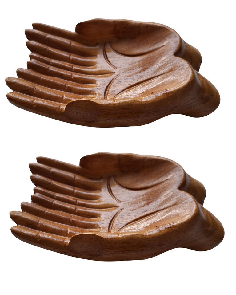 CleanPrince Dekoschale Holzschale Hände christlich Schlüsselschale Ringschale (2 St), glatte Oberfläche - Hände geformt von CleanPrince