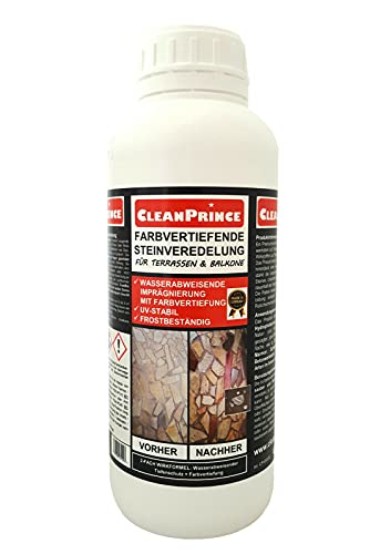 CleanPrince Farbvertiefende Steinveredelung für Terrassen und Balkone 1 Liter | Farbvertiefer Imprägnierung Oberfläche Granit Naturstein CleanPrince Farbvertiefende Steinveredelung für Terrassen und Balkone 1 Liter | Farbvertiefer Imprägnierung Oberfläche Granit Naturstein von CleanPrince