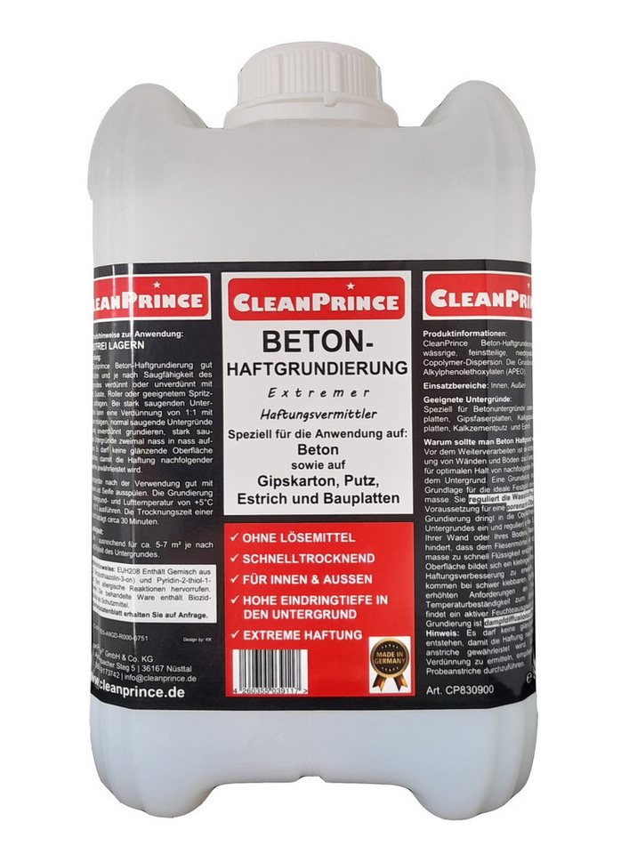 CleanPrince Haftgrund Beton Haftgrundierung CP830900, auf Gipskarton, Putz, Estrich und Bauplatten von CleanPrince