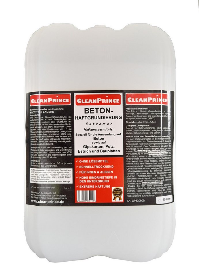 CleanPrince Haftgrund Beton Haftgrundierung CP830900, auf Gipskarton, Putz, Estrich und Bauplatten von CleanPrince