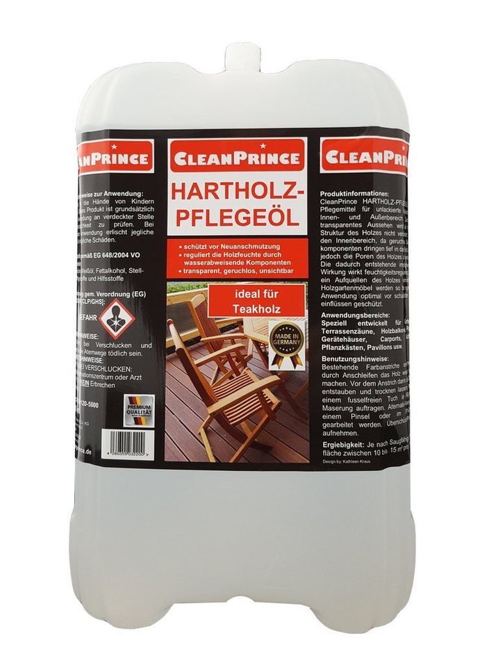 CleanPrince Hartholzöl Hartholz Öl Pflege Teak transparent Holzöl von CleanPrince