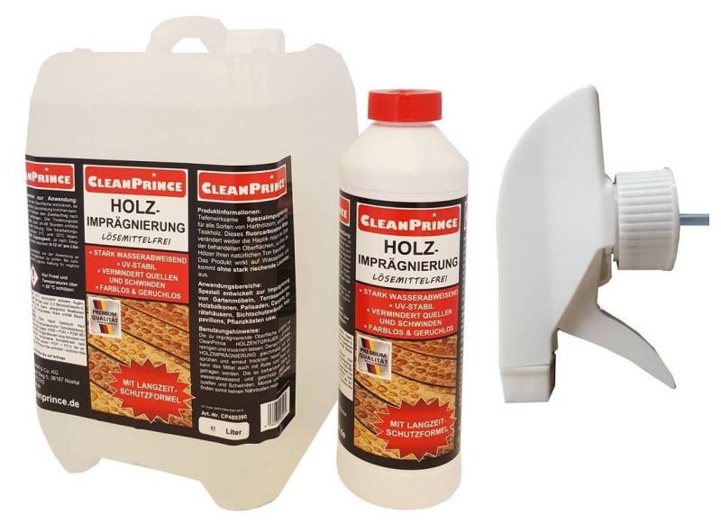 CleanPrince Holz-Imprägnierung farbloses Imprägniermittel Imprägnierspray, Made in Germany von CleanPrince