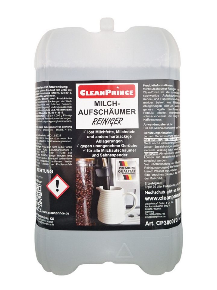 CleanPrince Milchaufschäumer Reiniger Konzentrat Milchschaum Reinigungskonzentrat (Milchaufschäumer-Reiniger) von CleanPrince