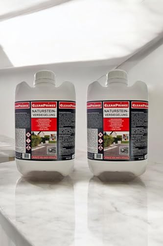 CleanPrince Natursteinversiegelung farblos 2 x 5 Liter wasser öl abweisend Naturstein versiegeln außen ohne Glanz Sandstein Granit Keramik Terrakotta von CleanPrince