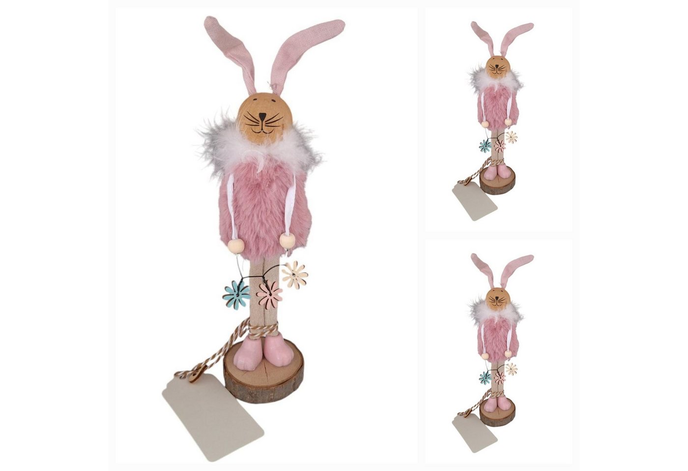 CleanPrince Osterhase Osterhasenfigur rosa Kunstfell Hase Ostern 31 cm (3 St) von CleanPrince