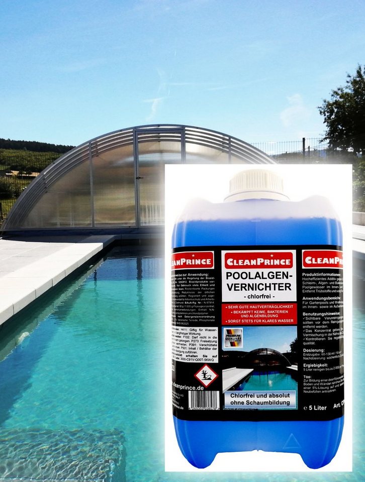 CleanPrince Poolpflege Pool-Algen-Vernichter 5 Liter (chlorfrei) blau CP810100, sorgt stets für klares Wasser von CleanPrince