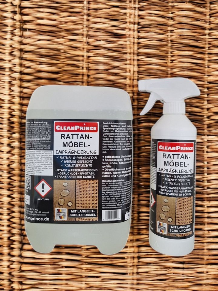 CleanPrince Rattanmöbel-Imprägnierung, transparent wasserabweisend Imprägnierspray, ohne Lösemittel, langjährige Haltbarkeit von CleanPrince