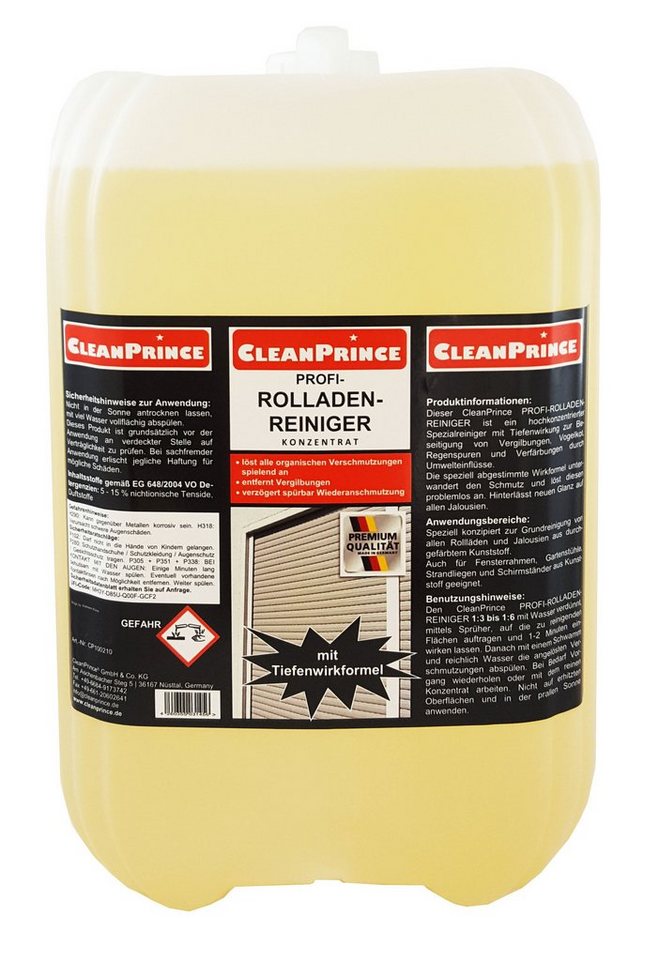 CleanPrince Rolladenreiniger Konzentrat Reinigungskonzentrat (auch für Lamellen, Fensterrahmen, Gartenmöbel) von CleanPrince