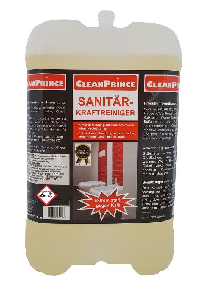 CleanPrince Sanitär-Kraftreiniger, Kacheln, Fliesen, WC, Waschbecken, Armaturen Sanitärreiniger (selbsttätiger Kraftreiniger) von CleanPrince
