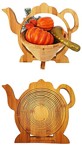 CleanPrince Schale 30 x 30 cm Teekanne Kaffeekanne Faltkorb Holzkorb Korb Obstkorb Obstschale Holz Obstteller, auch als Untersetzer verwendbar, Osterkorb Osternest von CleanPrince