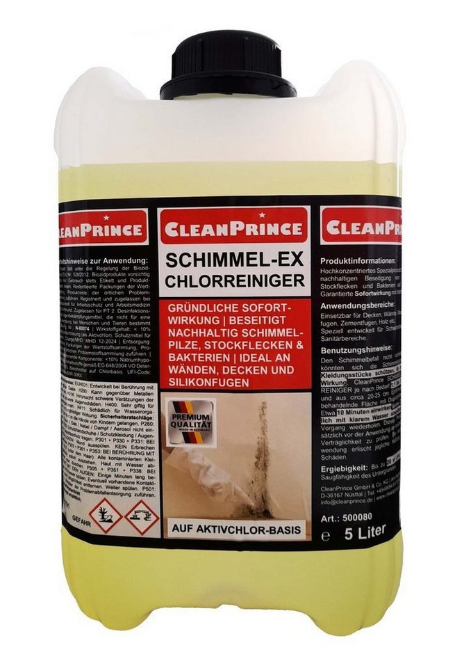 CleanPrince Schimmel-Ex Chlorreiniger 5 Liter Konzentrat Schimmelentferner (Konzentrat) von CleanPrince