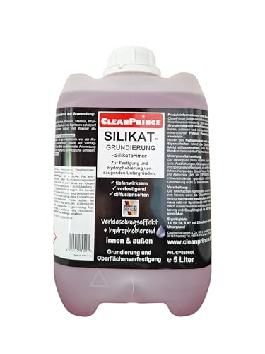 CleanPrince Silikatgrundierung Silikatprimer 10 Liter | Grundierung und Verkieselung mit dem Untergrund für innen und außen | Festigung und Hydrophobierung von saugenden Untergründen. von CleanPrince