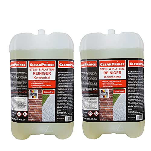 CleanPrince Steinplattenreiniger 2 x 5 Liter | mit einem gratis Ausgießer pro Bestellung | Stein- und Platten-Reiniger Terrassenplatten von CleanPrince