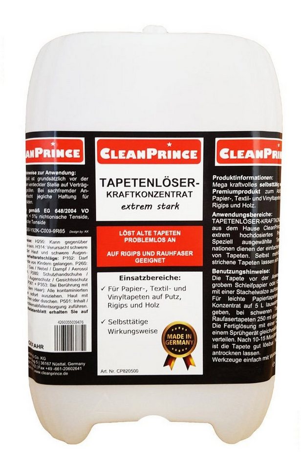 CleanPrince Wandfarbe Tapetenablöser Tapetenlöser flüssig Konzentrat, selbsttätige Wirkungsweise von CleanPrince