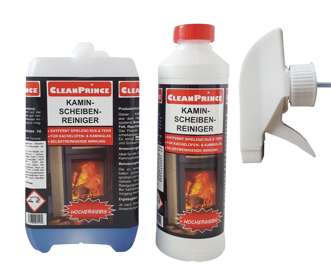 CleanPrince Kaminscheibenreiniger CP200120, Kaminofenreiniger Scheibenreiniger (Ideal für alle Ofen- und Kaminscheibengläser) von CleanPrince