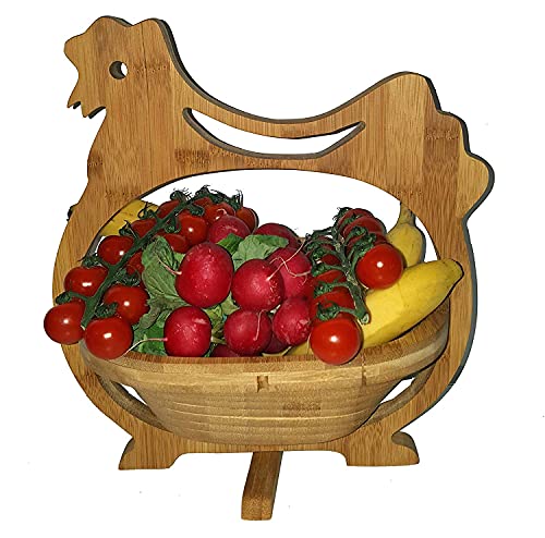 Faltkorb Korb Obstkorb Huhn Henriette Hahn Hühnchen Hähnchen Gockel, Klappkorb ca. 30 x 30 cm Faltkorb Holzkorb Untersetzer von CleanPrince