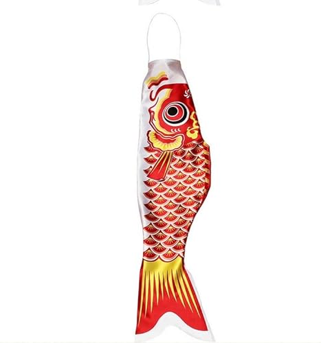 Japanischer Karpfen XXL in rot Fisch Windspiel 100 cm lang | Nylon hängender Windsack Windspiel Deko Garten Fische maritim von CleanPrince