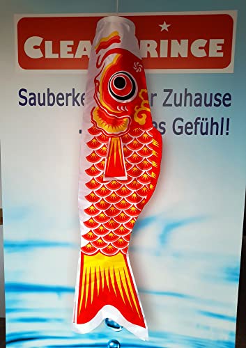 Japanischer Karpfen XXL in rot Fisch Windspiel 100 cm lang | Nylon hängender Windsack Windspiel Deko Garten Fische maritim von CleanPrince