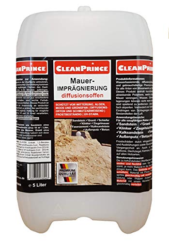 CleanPrince Mauerimprägnierung 5 Liter für unpolierte Natur- und Kunststeine Sandstein, farblos, Imprägniermittel von CleanPrince