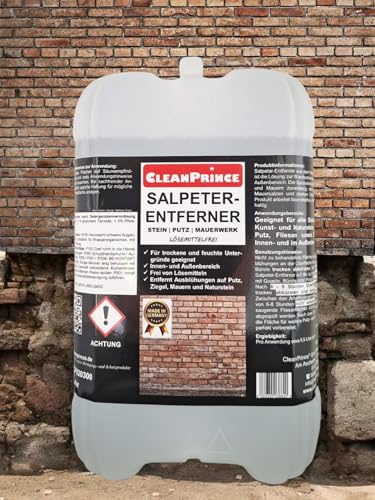 Salpeterentferner 5 Liter | Salpeterreiniger Salpeter-Entferner bei Ausblühungen auf Mauern, Putz, Naturstein, Ziegeln Salpeterentferner 5 Liter | Salpeterreiniger Salpeter-Entferner bei Ausblühungen auf Mauern, Putz, Naturstein, Ziegeln von CleanPrince