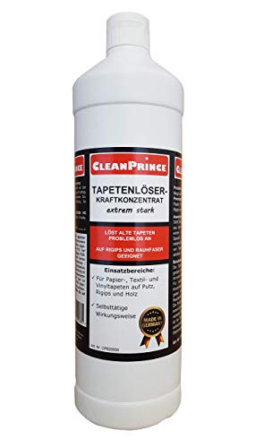 Tapetenlöser 1 Liter | flüssiger Tapetenablöser Konzentrat löst Rauhfasertapeten, Vinyltapeten auf Putz, Rigips, Holz von CleanPrince