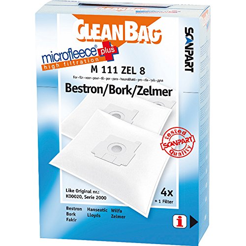 CleanBag M 111 ZEL 8 Staubbeutel, wie Original: K 00020, Serie 2000, Inhalt: 4 Staubsaugerbeutel + 1 Universalfilter von Cleanbag