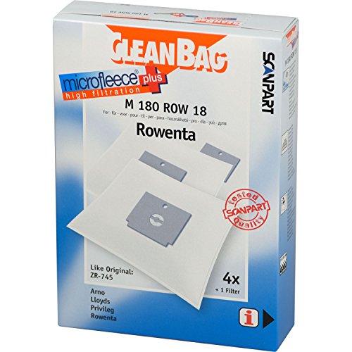 CleanBag M 180 ROW 18 Staubbeutel, wie Original: ZR-745, Inhalt: 4 Staubsaugerbeutel + 1 Universalfilter, Fleece von Cleanbag