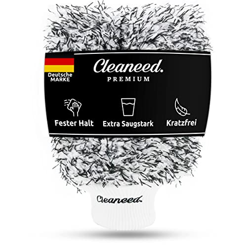 Cleaneed Premium Waschhandschuh – Besonders Lackschonend Dank extra weicher Mikrofaser - Rückstandsfrei - Extra Saugstark - Für Auto, Felgen und Motorrad - Autoschwamm von Cleaneed