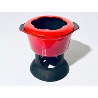 Vintage Red Fondue Enamel Cooking Pot/Kitchen Decor 70S von CleaningOutOurChaos